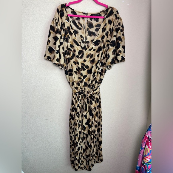 COPY - Ashley Stewart Leopard Animal Print Belted Waist Pleated Chiffon Dress 2… - Picture 2 of 13